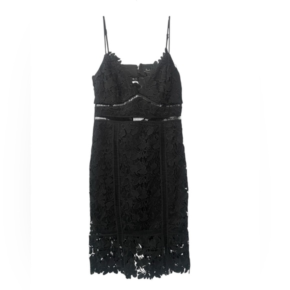 Bardót Botanica Black cut out crochet classic cocktail party lil black dress M - Picture 6 of 6